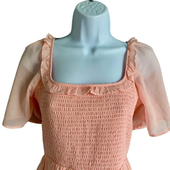 BCBG Paris Women's Juniors Smocked Bodice Dress Rose Quartz Size Small - Picture 11 of 11